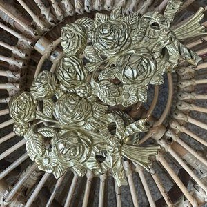 Brass Rose Bouquet Curtain Tiebacks